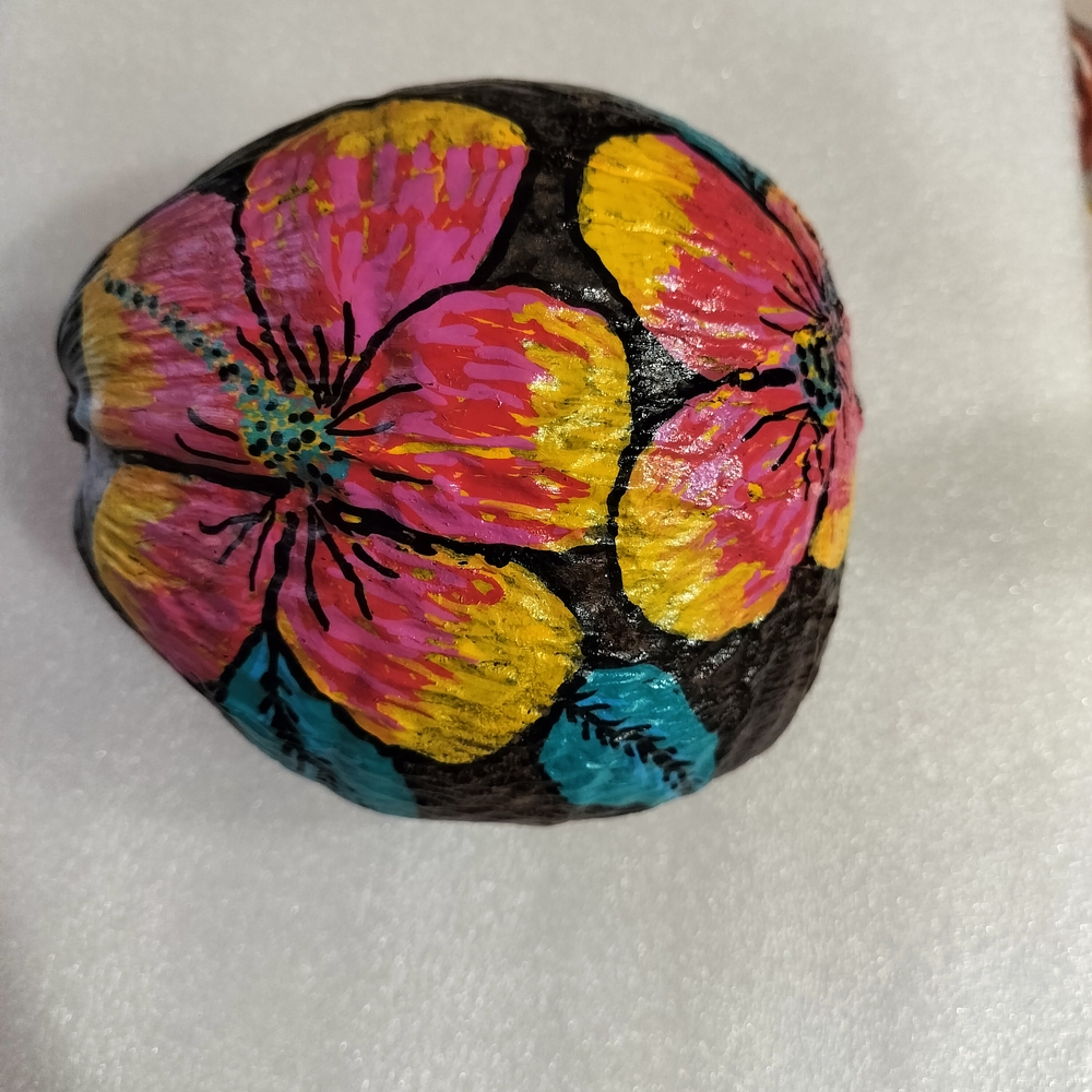 Colorful Hand-Painted Coconut Shell - Picture 3 of 3